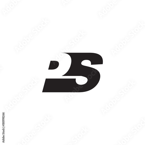 Initial letter PS, negative space logo, simple black color