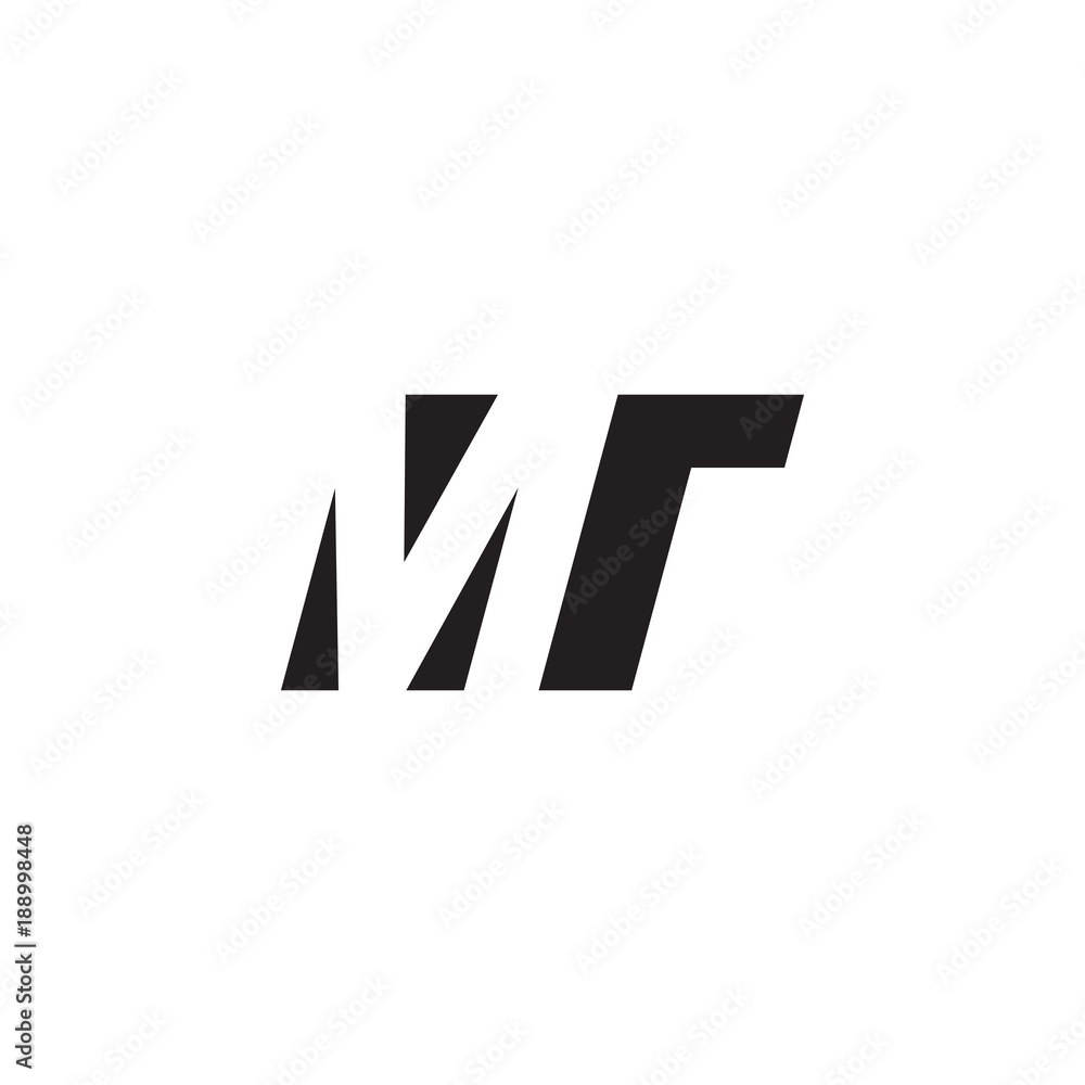 Initial letter MT, negative space logo, simple black color Initial letter MT, negative space logo, simple black color