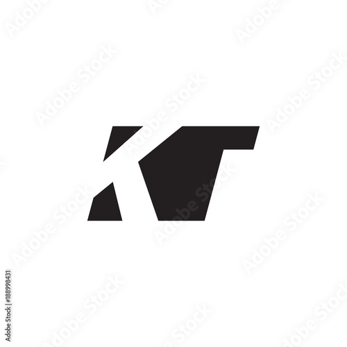 Initial letter KT, negative space logo, simple black color