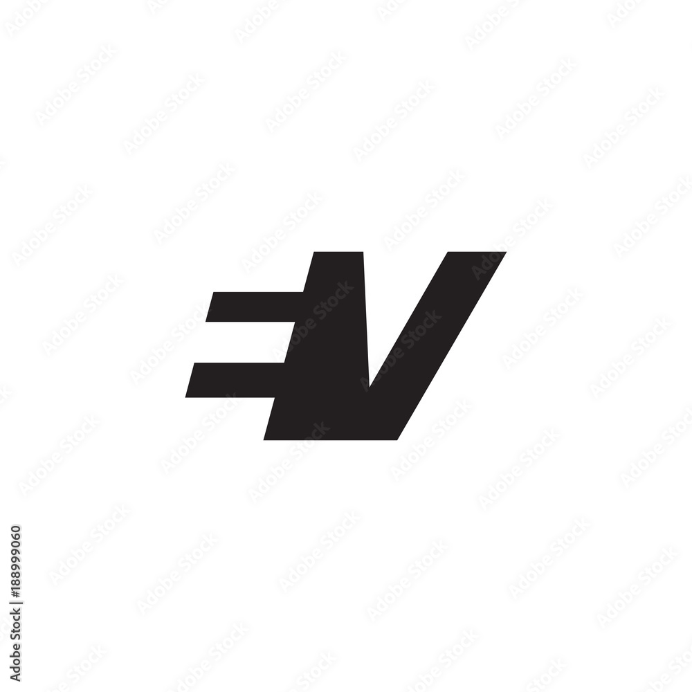 Initial letter EV, negative space logo, simple black color Initial letter EV, negative space logo, simple black color