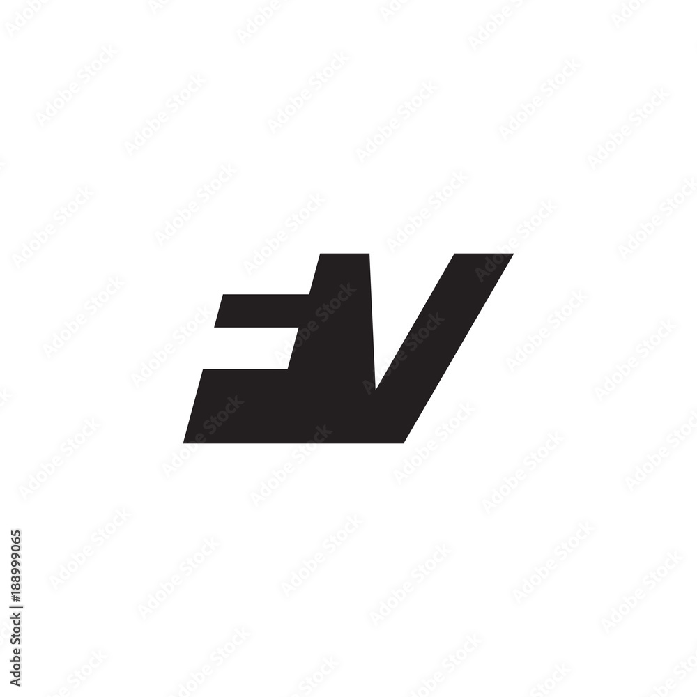 Initial letter FV, negative space logo, simple black color Initial letter FV, negative space logo, simple black color