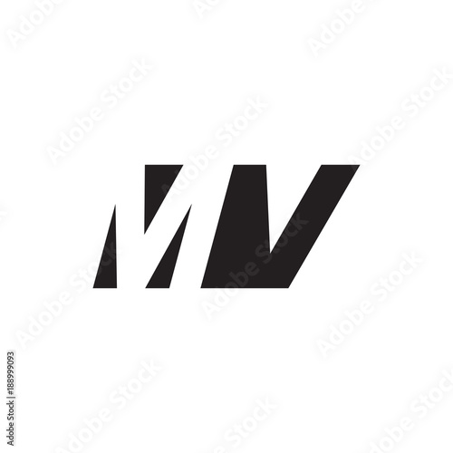 Initial letter MV, negative space logo, simple black color