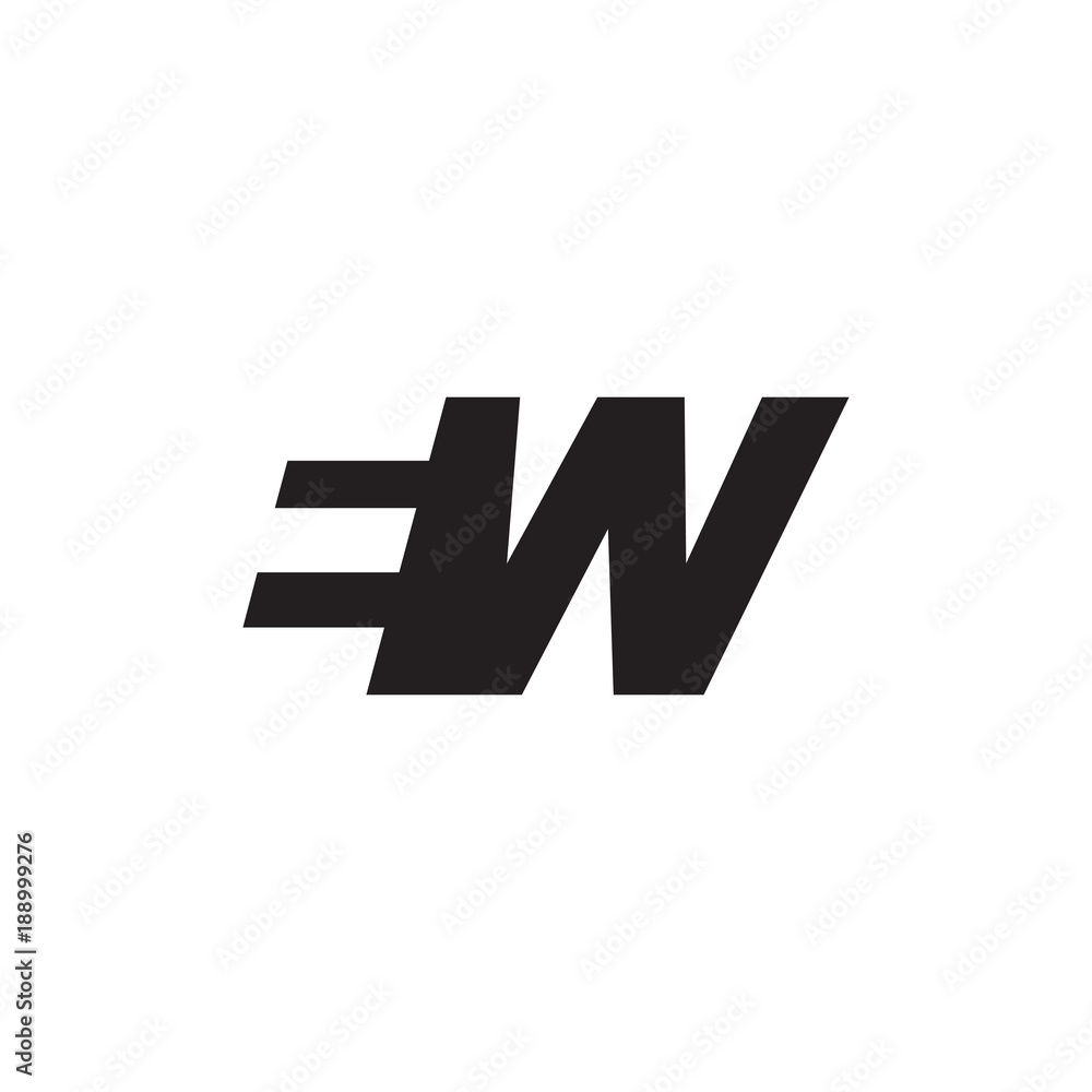 Initial letter EW, negative space logo, simple black color Initial letter EW, negative space logo, simple black color