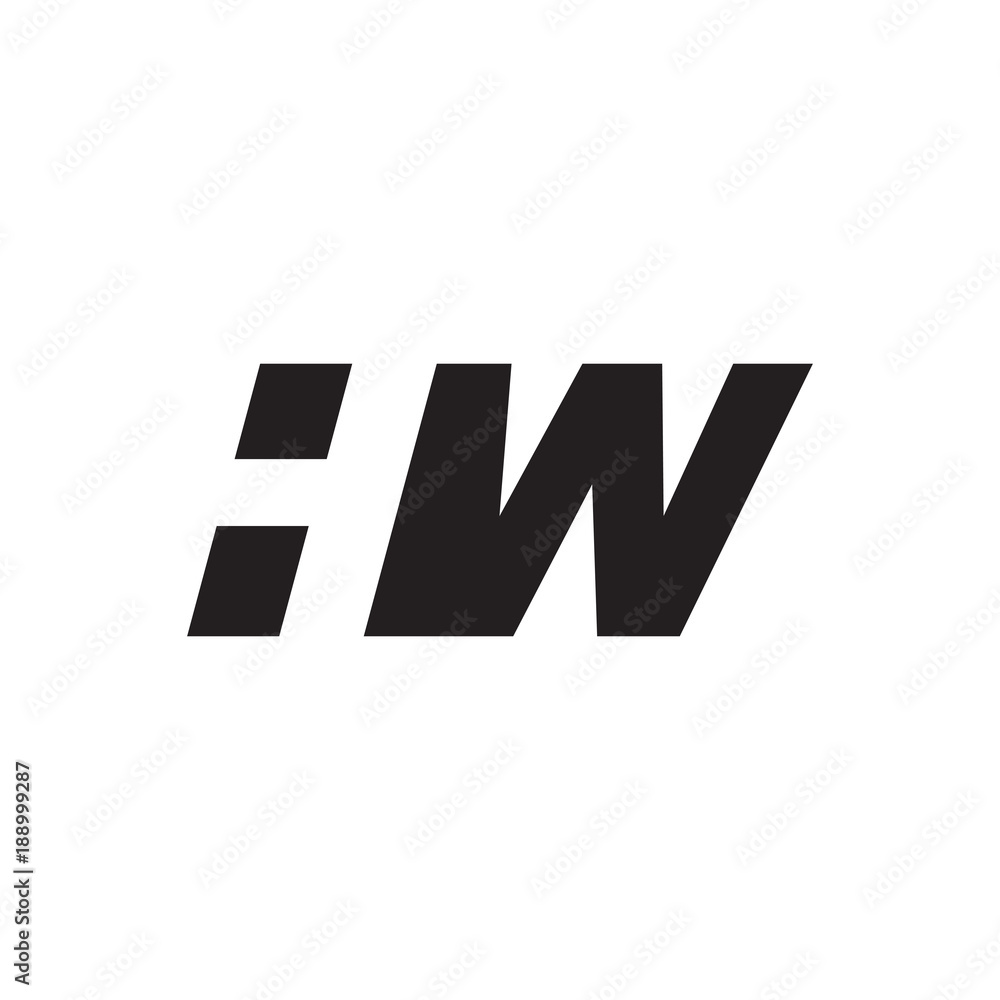 Obraz premium Initial letter HW, negative space logo, simple black color
