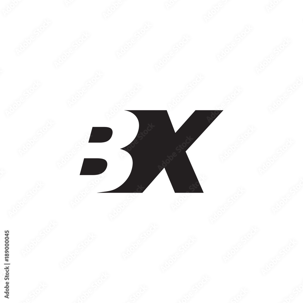 Initial letter BX, negative space logo, simple black color Initial letter BX, negative space logo, simple black color