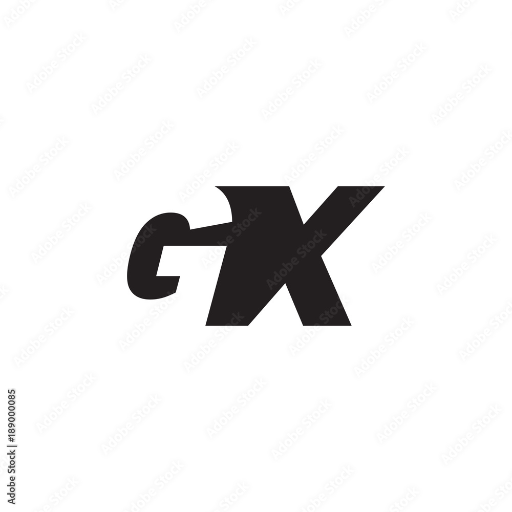 Initial letter GX, negative space logo, simple black color Initial letter GX, negative space logo, simple black color