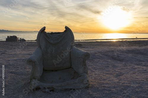 Desert abandoned chair at the Salton Sea