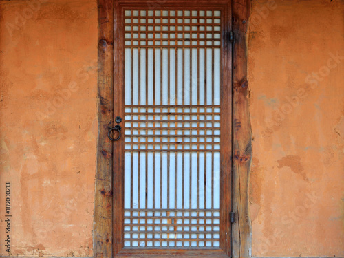 Korean traditional, The door of a hanok(Korean traditional house) made of clay © Treerama