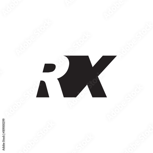 Initial letter RX, negative space logo, simple black color