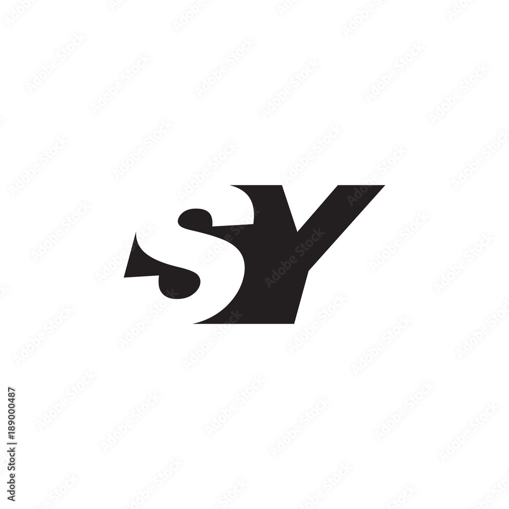 Initial letter SY, negative space logo, simple black color Initial letter SY, negative space logo, simple black color