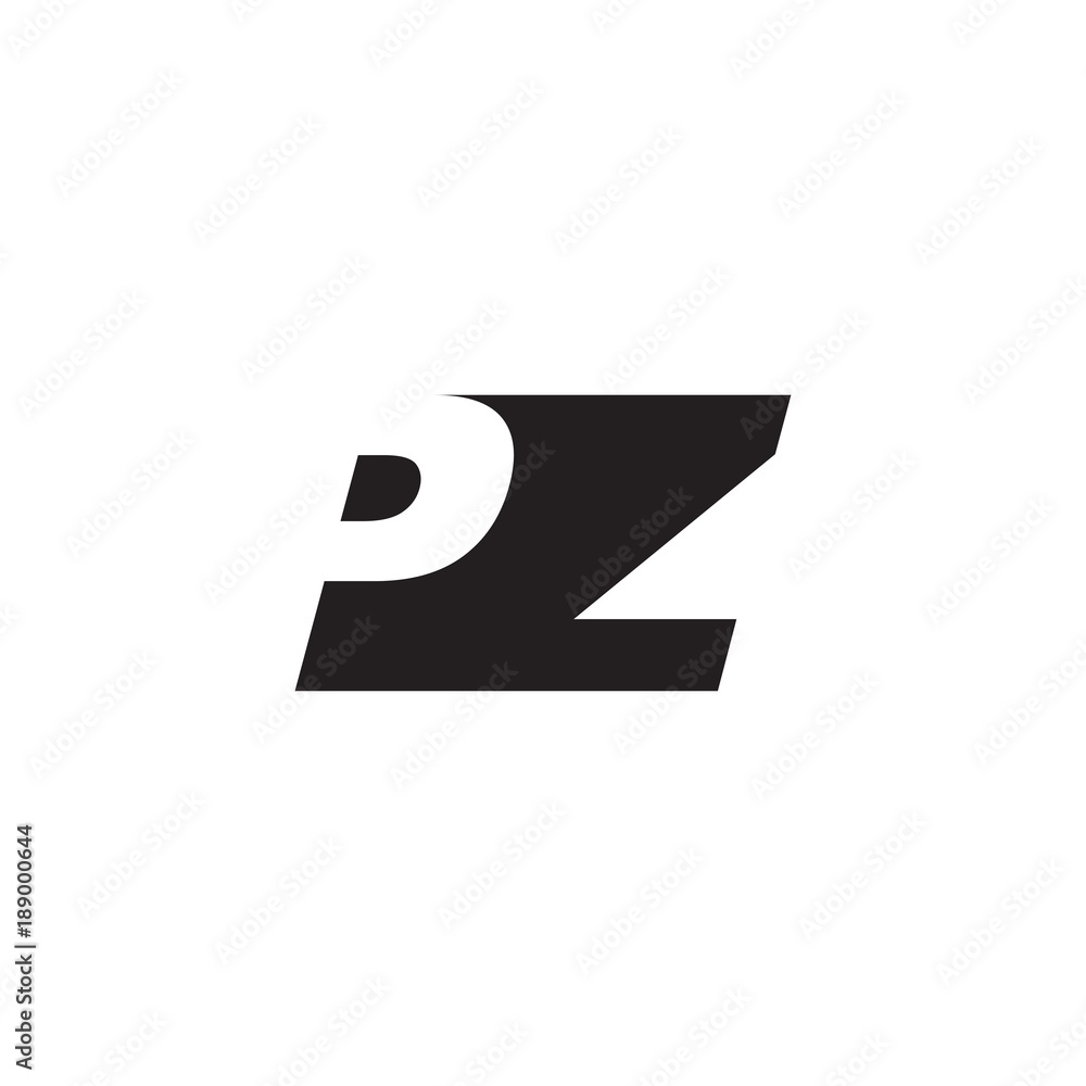 Initial letter PZ, negative space logo, simple black color Stock Vector ...