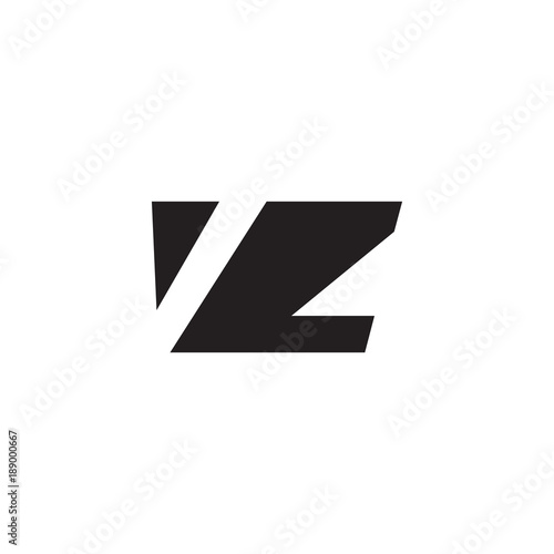 Initial letter VZ, negative space logo, simple black color