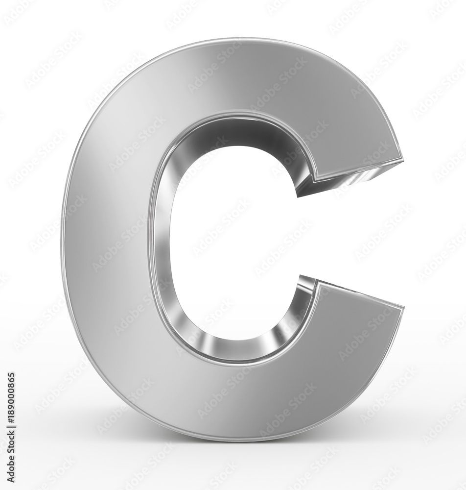 letter C 3d silver isolated on white letter C 3d silver isolated on white