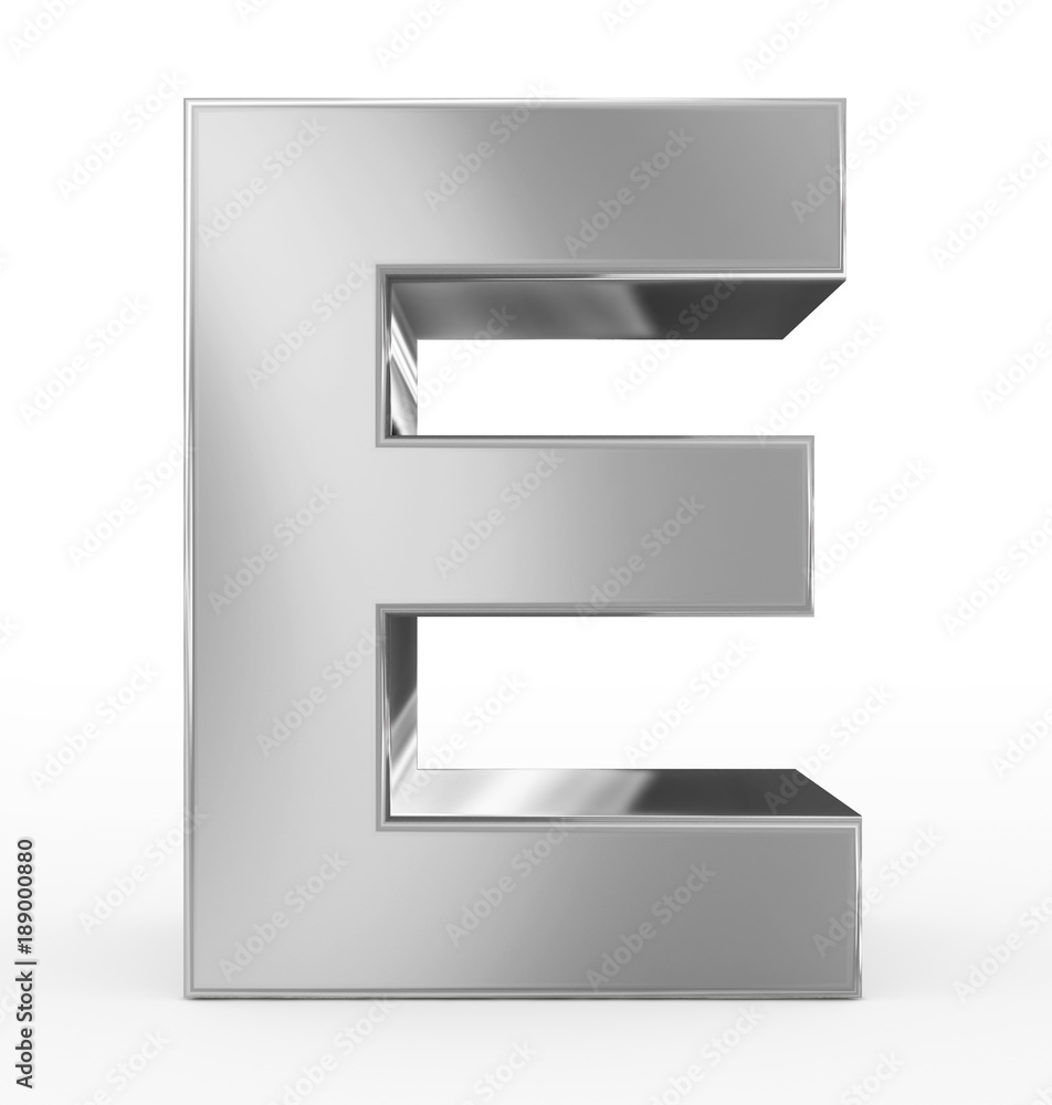 letter E 3d silver isolated on white letter E 3d silver isolated on white