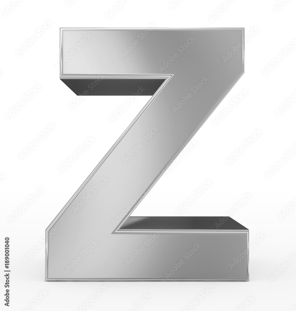 letter Z 3d silver isolated on white