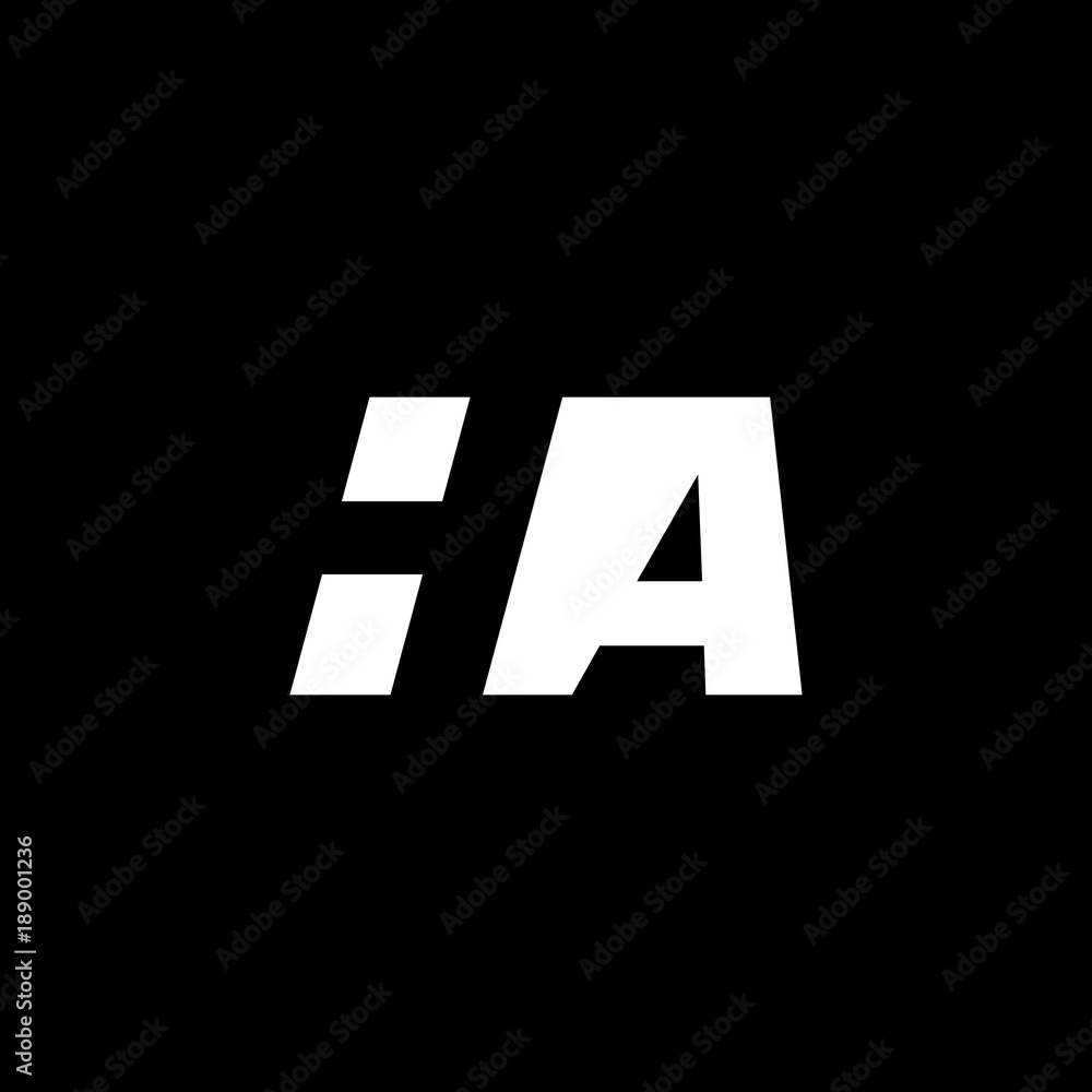 Initial letter HA, negative space logo, white on black background Initial letter HA, negative space logo, white on black background