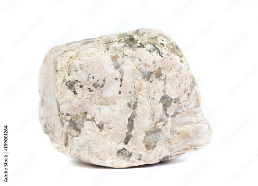 Single natural stone on white background, close-up Single natural stone on white background, close-up