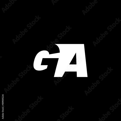Initial letter GA, negative space logo, white on black background