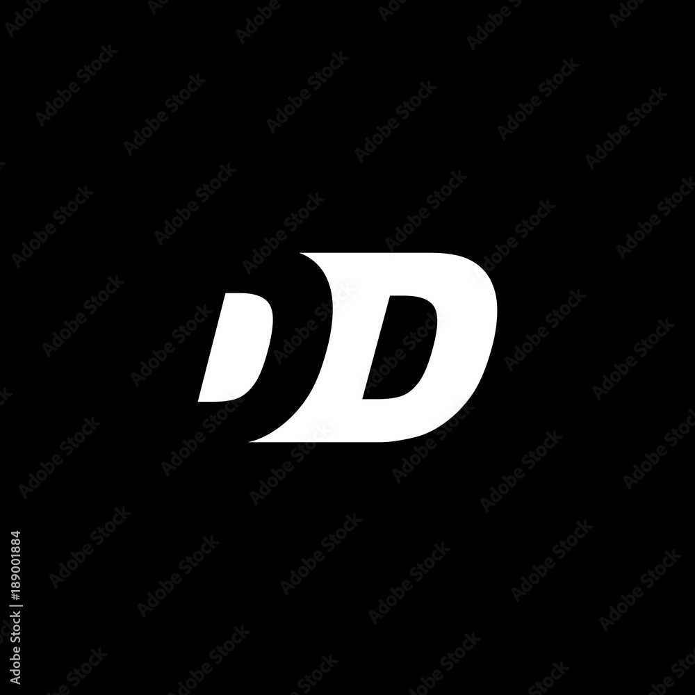 Initial letter DD, negative space logo, white on black background Initial letter DD, negative space logo, white on black background