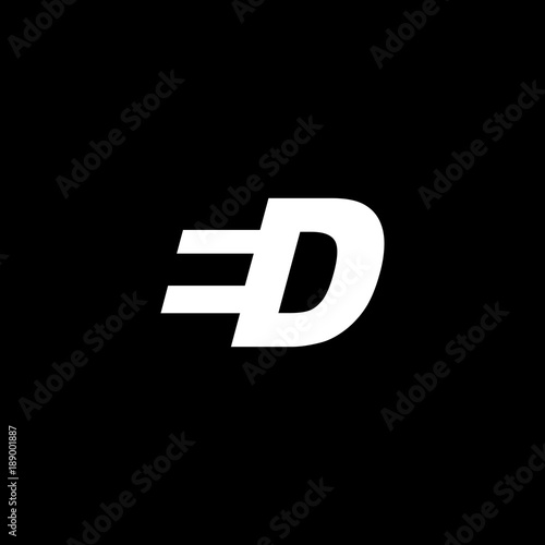 Initial letter ED, negative space logo, white on black background