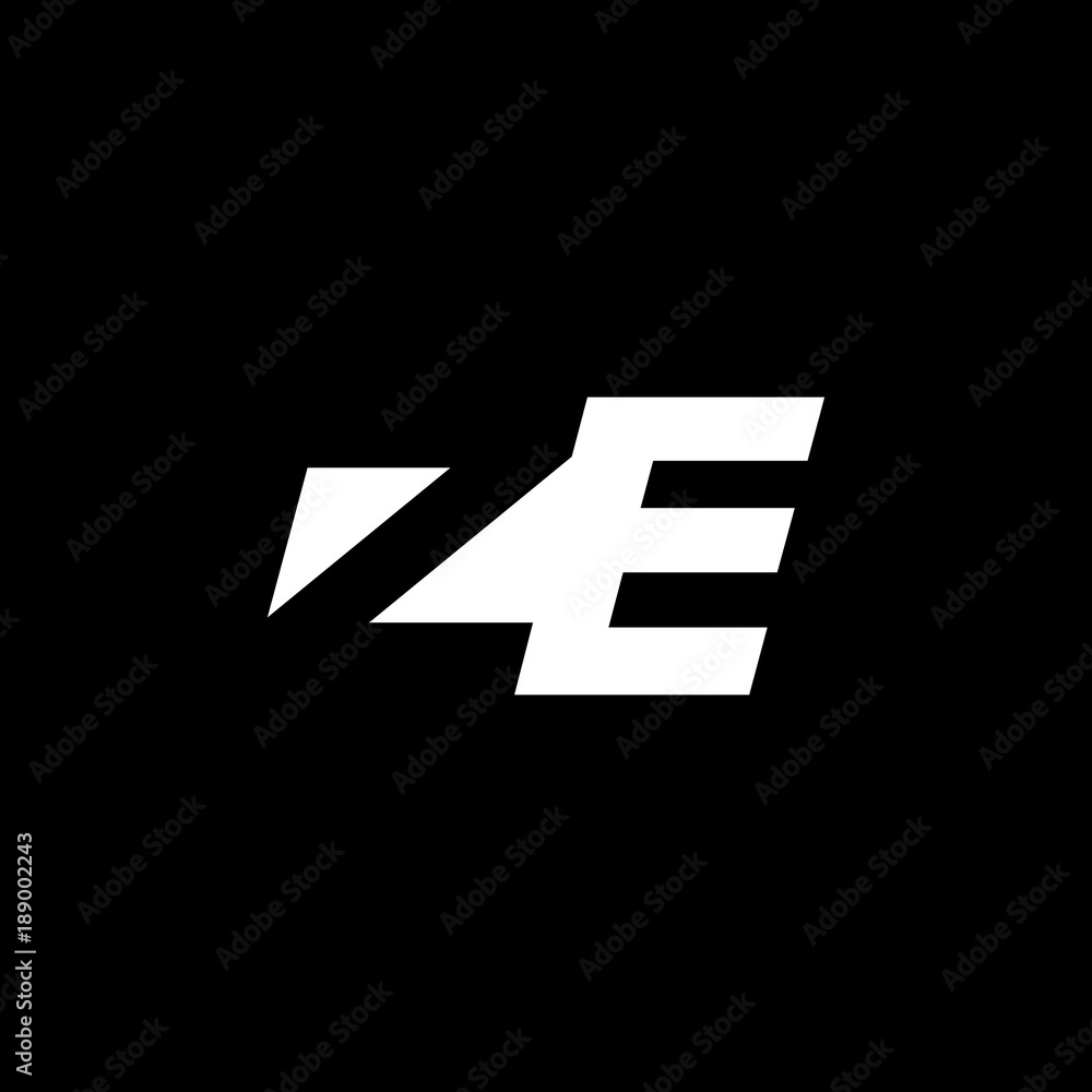 Initial letter ZE, negative space logo, white on black background