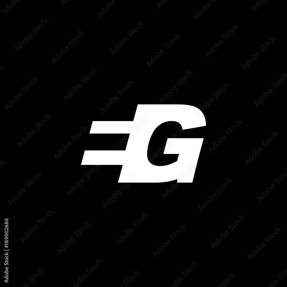 Initial letter EG, negative space logo, white on black background Initial letter EG, negative space logo, white on black background