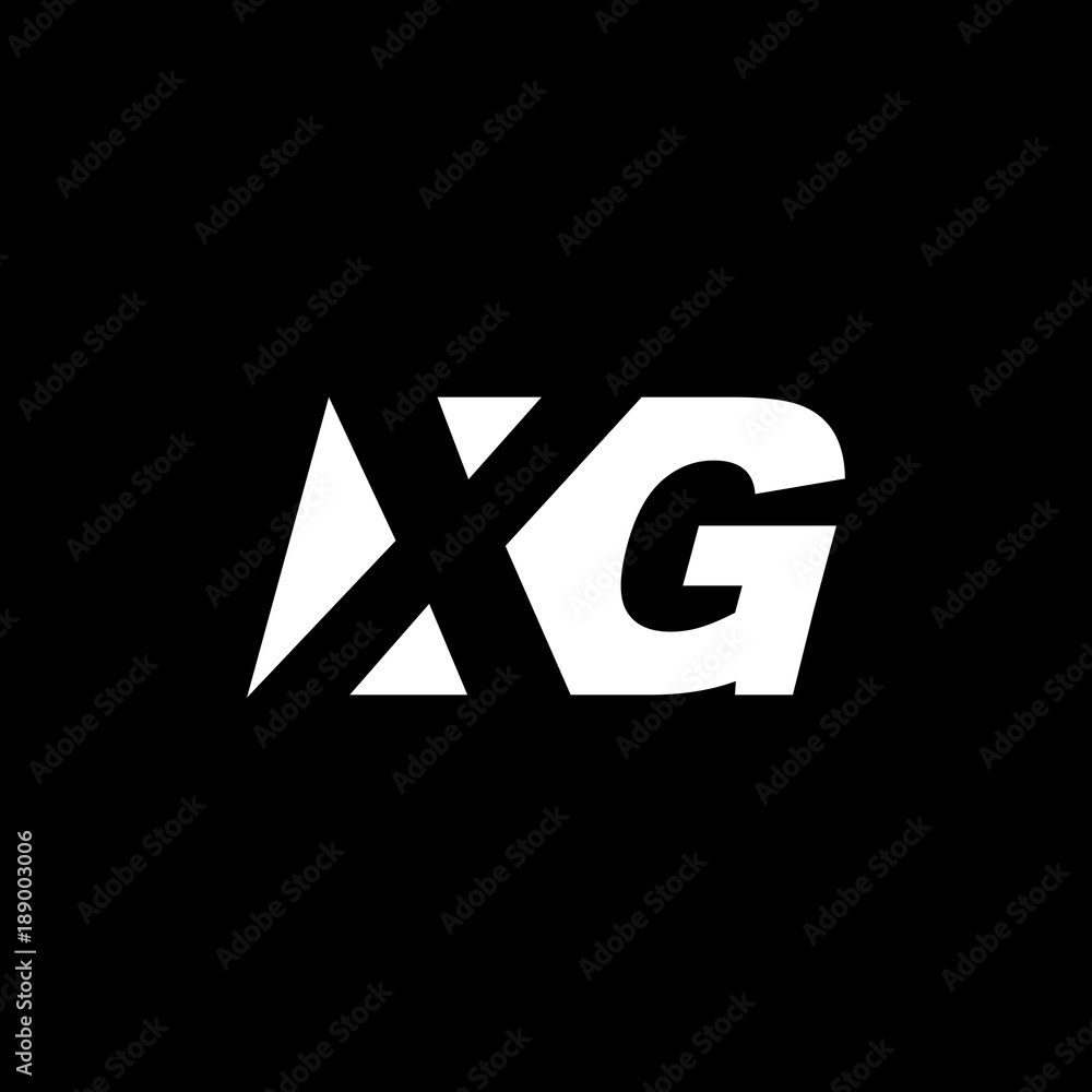 Initial letter XG, negative space logo, white on black background Initial letter XG, negative space logo, white on black background