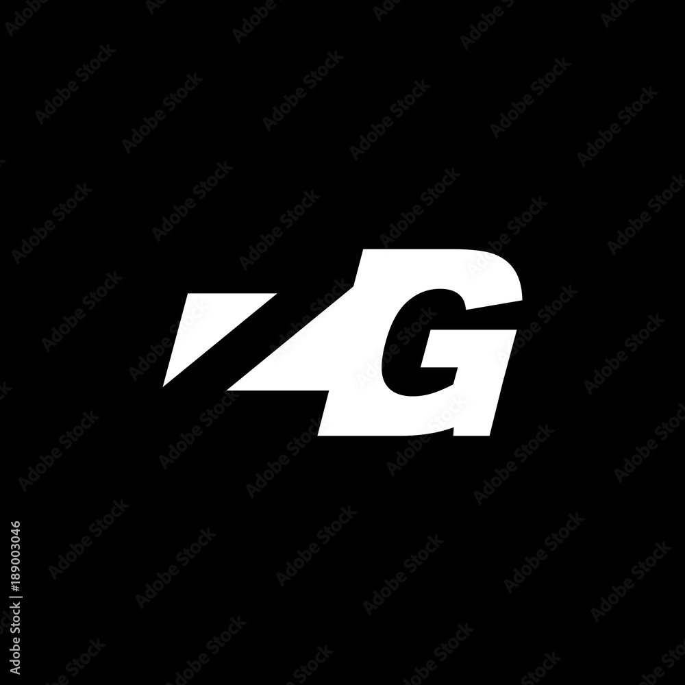 Initial letter ZG, negative space logo, white on black background Initial letter ZG, negative space logo, white on black background