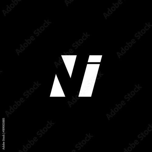 Initial letter NI, negative space logo, white on black background