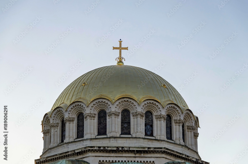 The roof with campanile of St. Alexander Nevsky Cathedral in Sofia, Bulgaria  