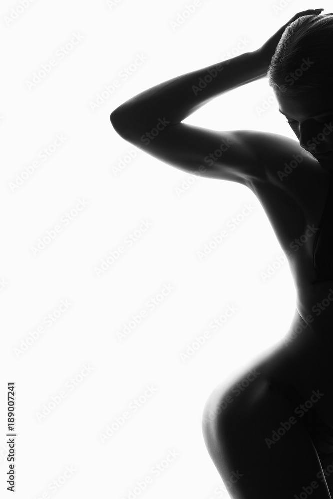 Fototapeta premium black and white portrait. female nude silhouette