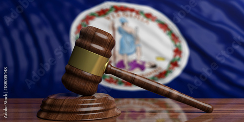 Obraz na plátně Judge or auction gavel on Virginia US America flag background