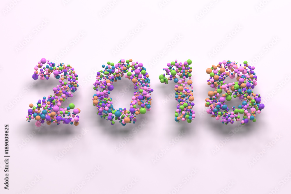 2018 number from colorful balls on white background 2018 number from colorful balls on white background