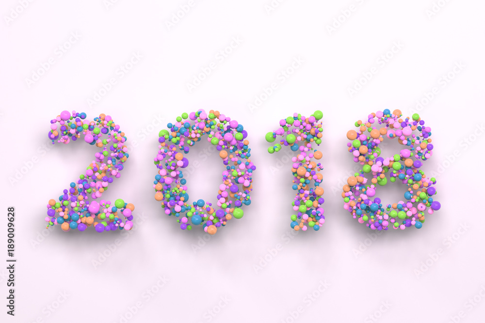 2018 number from colorful balls on white background 2018 number from colorful balls on white background