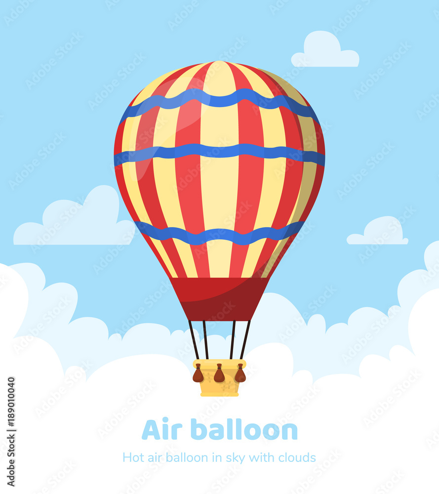 Obraz premium Flat hot air balloon
