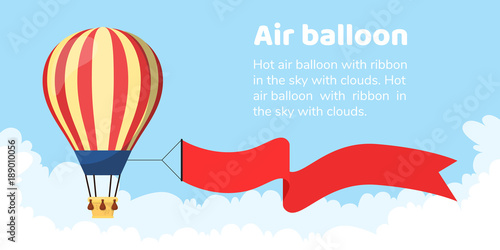 Tablou canvas Flat hot air balloon