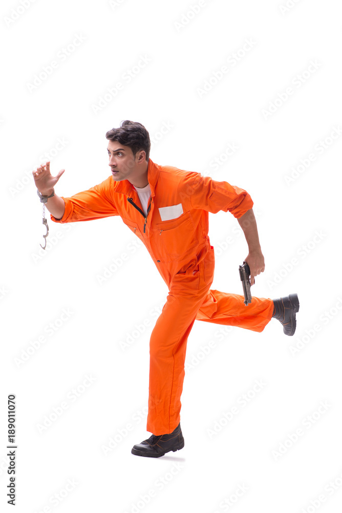 Prisoner with gun isolated on white background Prisoner with gun isolated on white background