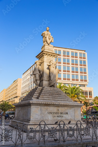 Catania, Sicily, Italy. The monument to the composer Vincenzo Bellini, 1882.