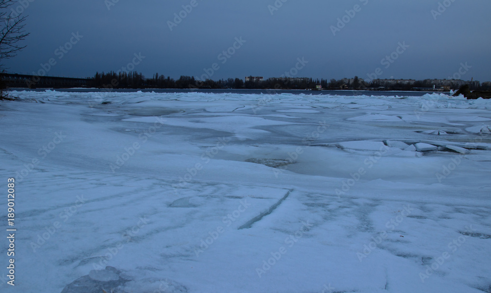 Frozen river Dnieper