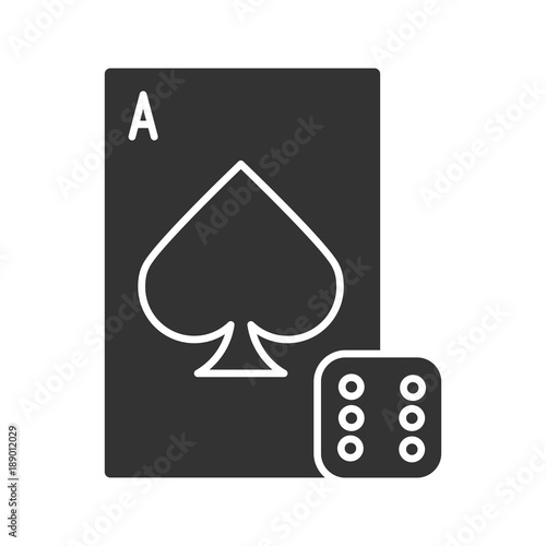 Dice and playing card glyph icon