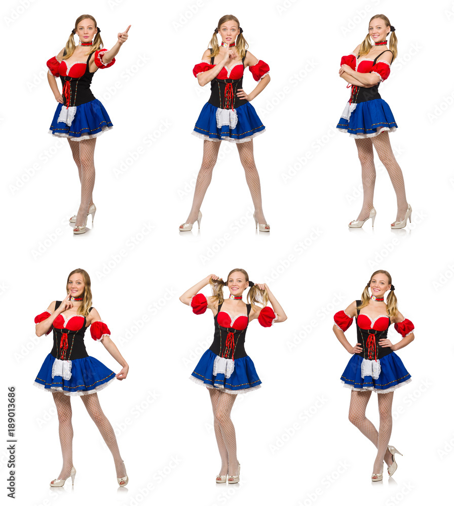 Woman in Oktoberfest concept on white