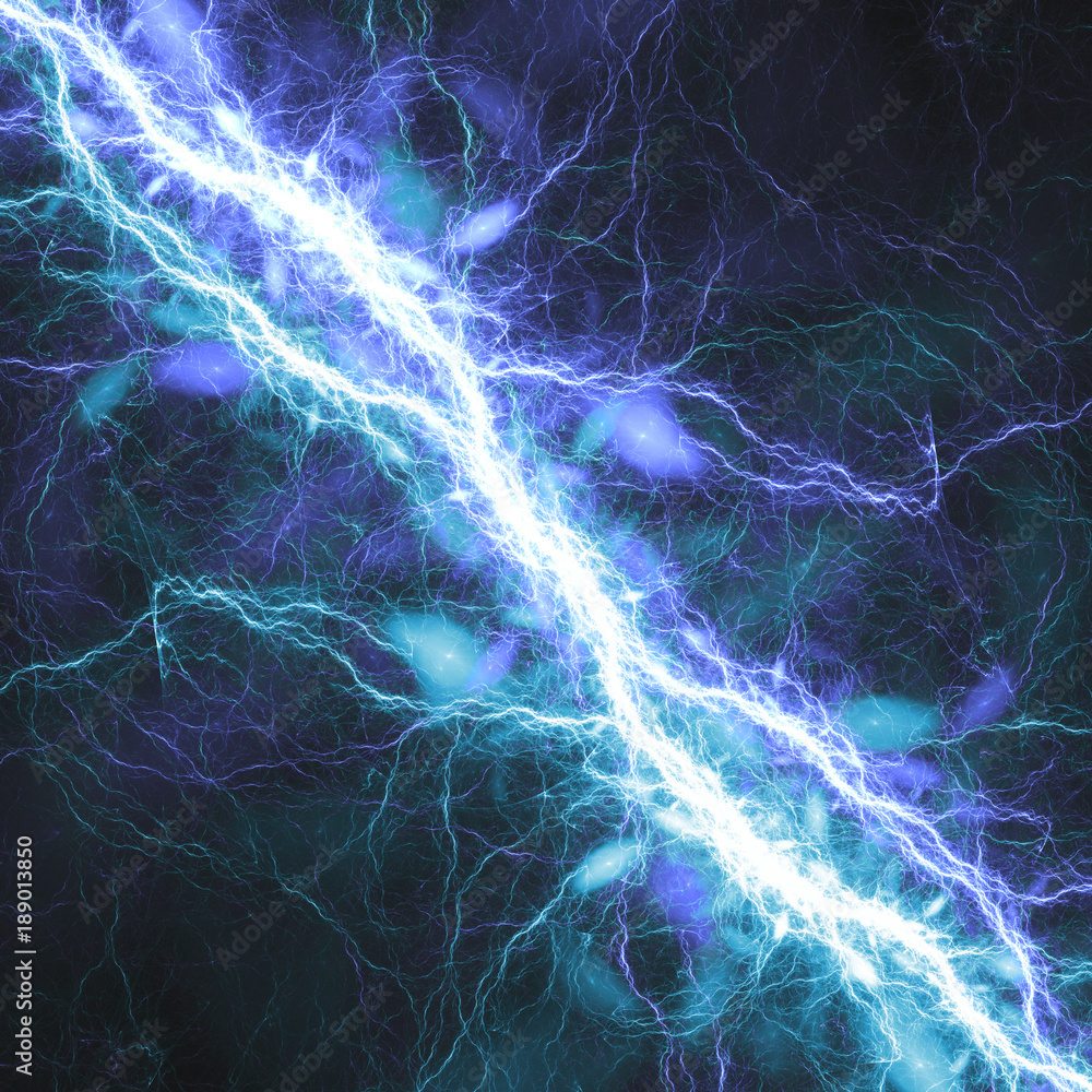 Blue electrical lightning bolt, plasma and power background Stock  Illustration | Adobe Stock
