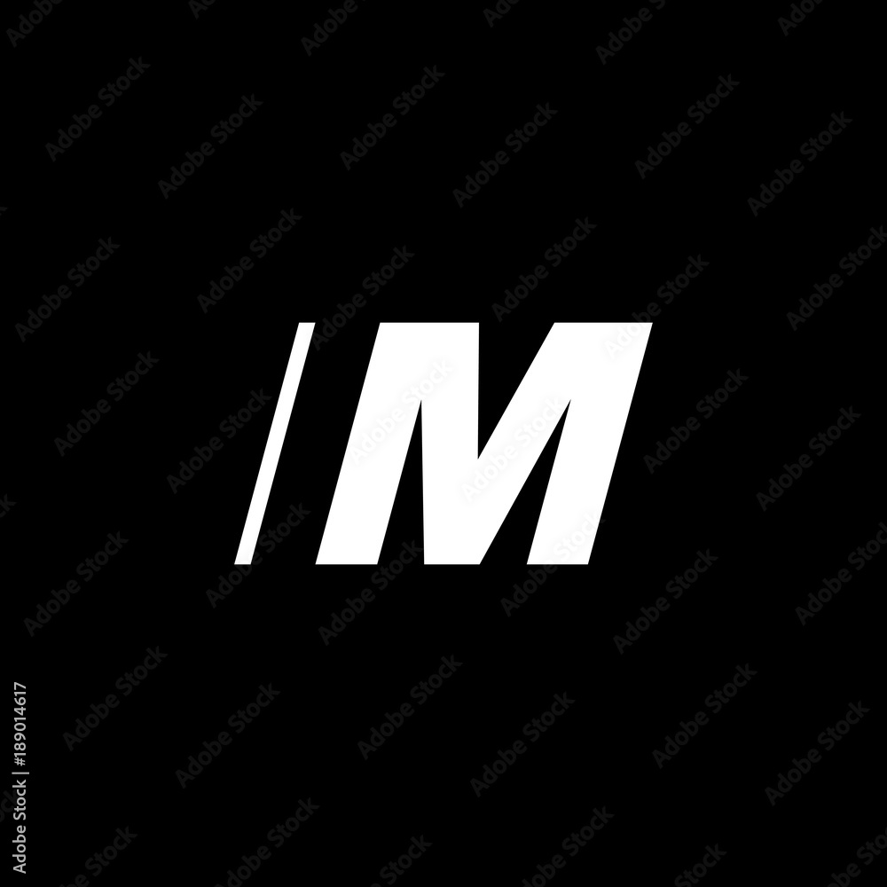 Initial letter IM, negative space logo, white on black background Initial letter IM, negative space logo, white on black background