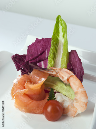 Sea food salad close up photo