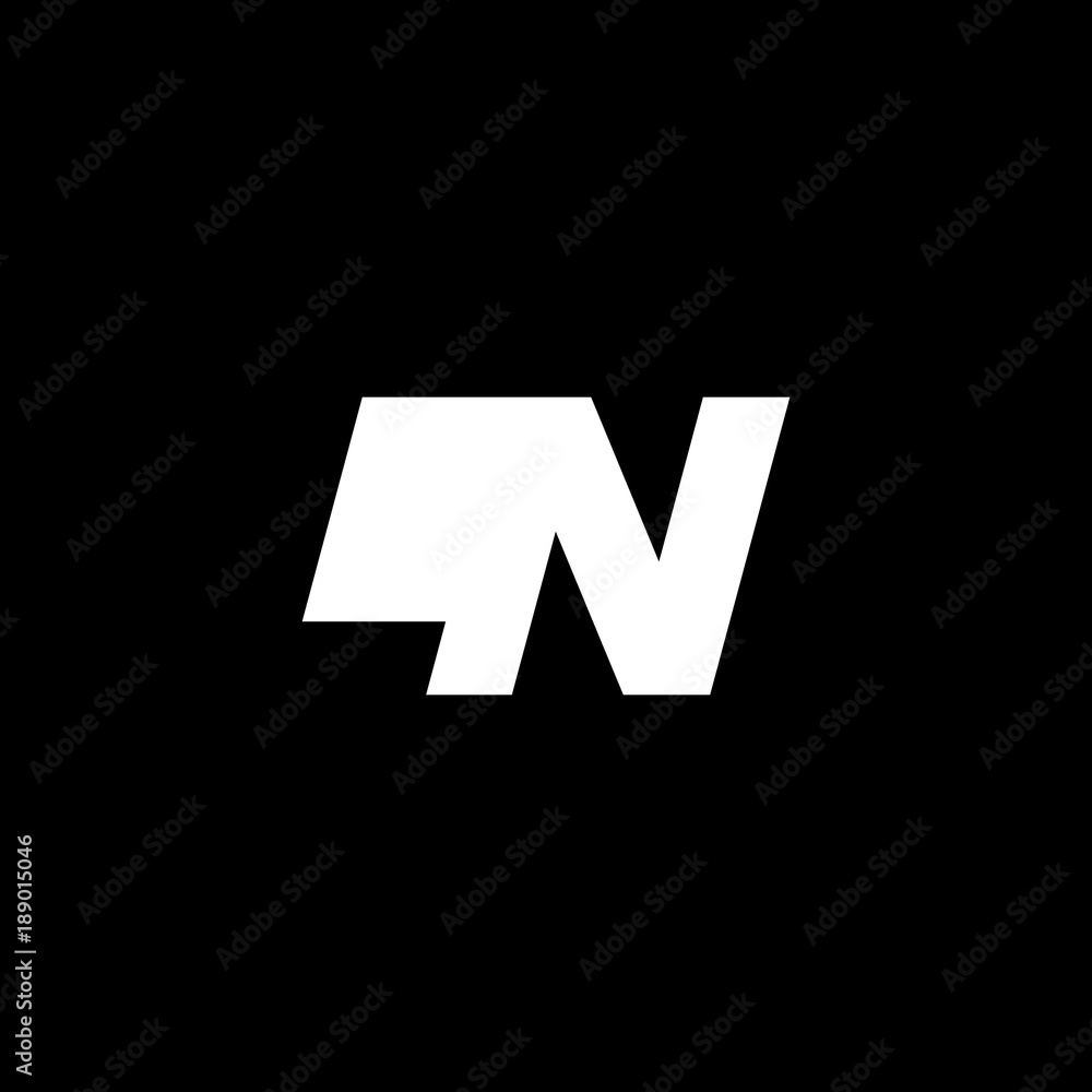 Initial letter LN, negative space logo, white on black background Initial letter LN, negative space logo, white on black background
