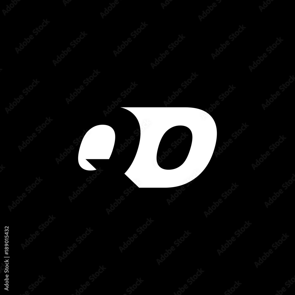 Initial letter QO, negative space logo, white on black background Initial letter QO, negative space logo, white on black background