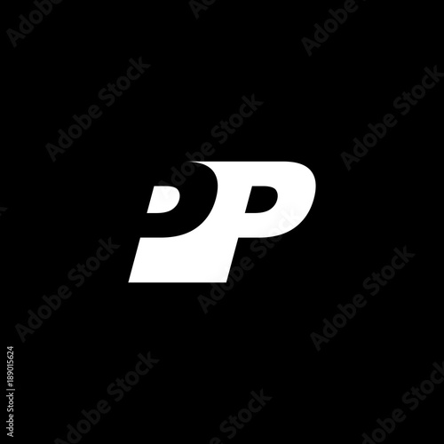 Initial letter PP, negative space logo, white on black background