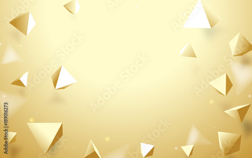 Fototapeta Abstract Gold 3d pyramids background. Vector illustration
