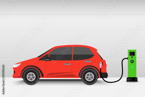Electric car and charging station point, Technology EV, Automobile concept © Maha Heang 245789