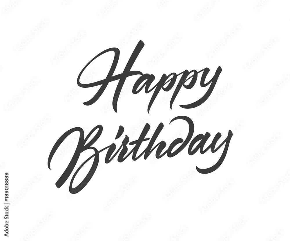 Vettoriale Stock Happy Birthday vector text in freehand style. Handmade  lettering with brush